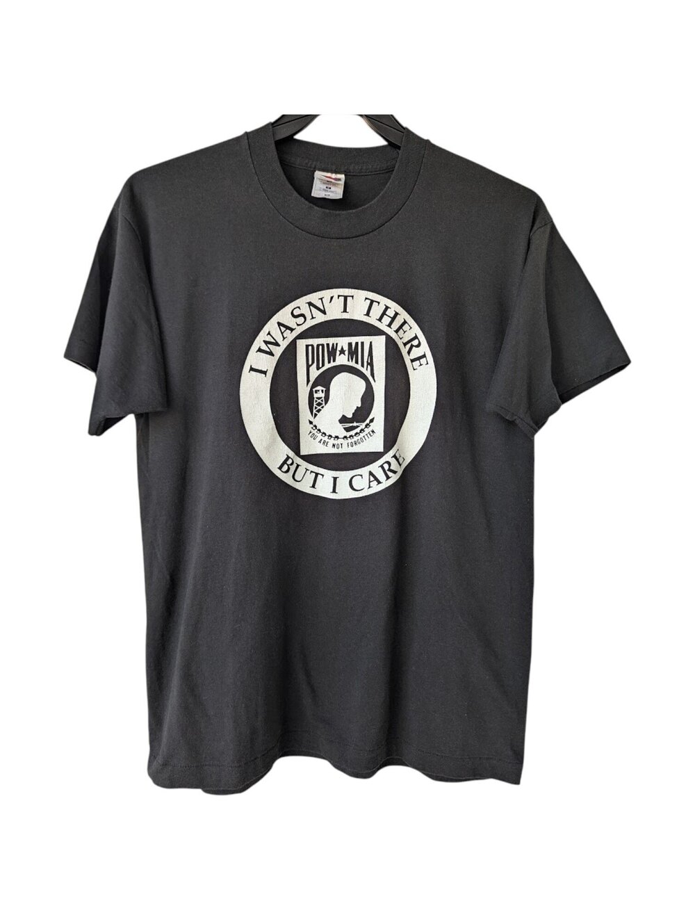 Vintage 90s POW MIA Military T-Shirt Large Black Single Stitch Graphic Tee 21x28